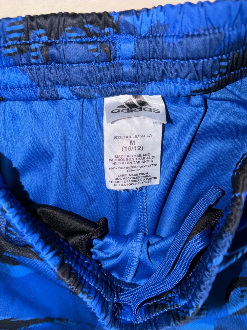 Kids Size M adidas Blue and Black Camo Athletic Shorts - Picture 2 of 3